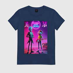 Футболка хлопковая женская Rick and Morty - neon fantasy, цвет: тёмно-синий