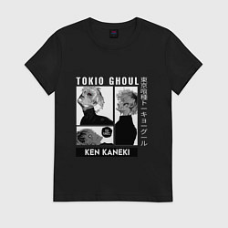 Футболка хлопковая женская Токийский Гуль Kaneki Ken, цвет: черный