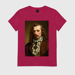 Футболка хлопковая женская Старинный портрет, цвет: маджента