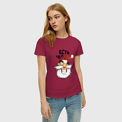 Футболка хлопковая женская Есть чё, цвет: маджента — фото 2