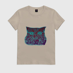 Футболка хлопковая женская Ночной совух, цвет: миндальный