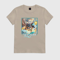 Футболка хлопковая женская Фэйсяо, цвет: миндальный