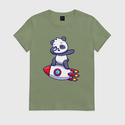 Футболка хлопковая женская Rocket panda, цвет: авокадо