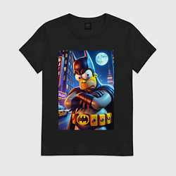 Футболка хлопковая женская Batsimpson - ai art collaboration, цвет: черный