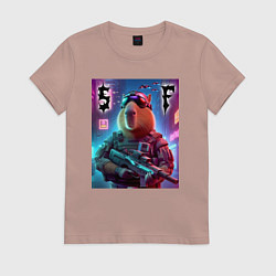 Футболка хлопковая женская Capybara soldier - special forces, цвет: пыльно-розовый