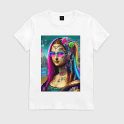 Футболка хлопковая женская The Gioconda of our days is eclectic, цвет: белый