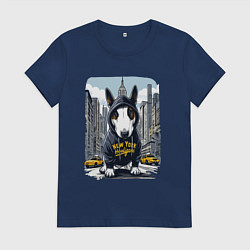 Футболка хлопковая женская Булли - нью-йоркский хулиган, цвет: тёмно-синий