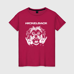 Футболка хлопковая женская Nickelback rock dog, цвет: маджента