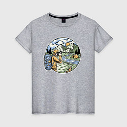 Футболка хлопковая женская Фото пейзаж, цвет: меланж