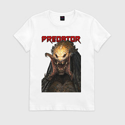 Футболка хлопковая женская Predator scream, цвет: белый