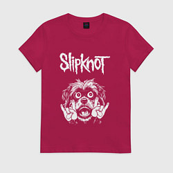 Футболка хлопковая женская Slipknot rock dog, цвет: маджента