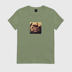 Футболка хлопковая женская Сердитый Песик, цвет: авокадо