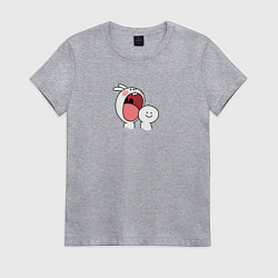 Футболка хлопковая женская Мультяшный кролик для пары, цвет: меланж