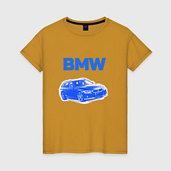 Футболка хлопковая женская Blue bmw, цвет: горчичный