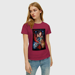 Футболка хлопковая женская Stranger Things 4, цвет: маджента — фото 2
