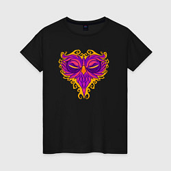 Футболка хлопковая женская Violet owl, цвет: черный