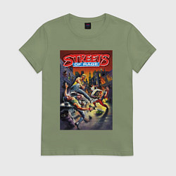 Футболка хлопковая женская Обнаженный кулак - улицы ярости, цвет: авокадо