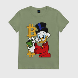 Футболка хлопковая женская Duck tales - Scrooge bitcoin, цвет: авокадо