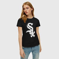 Футболка хлопковая женская Chicago white sox - baseball, цвет: черный — фото 2