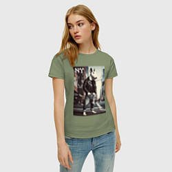 Футболка хлопковая женская Dude bull terrier is a New Yorker, цвет: авокадо — фото 2
