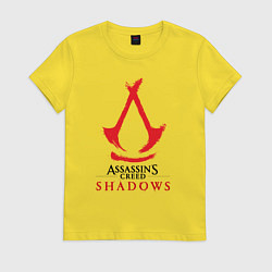 Футболка хлопковая женская Assassins Creed Shadows - badge, цвет: желтый
