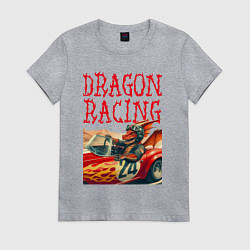 Футболка хлопковая женская Dragon cool racer - ai art, цвет: меланж