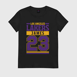 Футболка хлопковая женская Lakers - James 23, цвет: черный