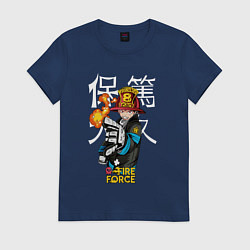 Футболка хлопковая женская Пламенная бригада пожарных Синра Кусакабэ гг, цвет: тёмно-синий
