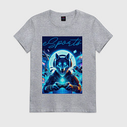 Футболка хлопковая женская Волчара - крутой геймер, цвет: меланж