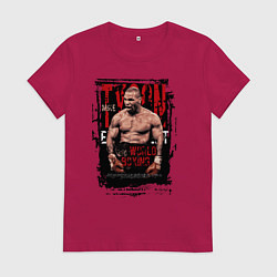 Футболка хлопковая женская Майк Тайсон мировой бокс, цвет: маджента
