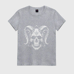 Футболка хлопковая женская Рогатый череп, цвет: меланж