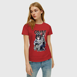 Футболка хлопковая женская Клинок рассекающий демонов Obanai Iguro, цвет: красный — фото 2