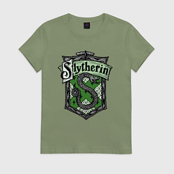 Футболка хлопковая женская Slytherin emblem, цвет: авокадо