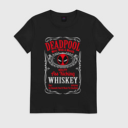 Футболка хлопковая женская Deadpool whiskey, цвет: черный