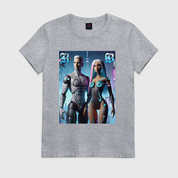 Футболка хлопковая женская Barbie and Ken - cyber fantasy, цвет: меланж