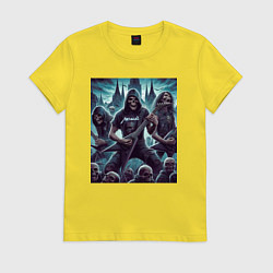 Футболка хлопковая женская Metallica - thrash metal, цвет: желтый