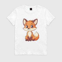 Футболка хлопковая женская Хитрый лисёнок, цвет: белый
