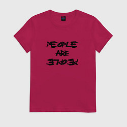 Футболка хлопковая женская Depeche Mode - people are people font, цвет: маджента