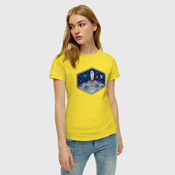 Футболка хлопковая женская Полёт к луне, цвет: желтый — фото 2