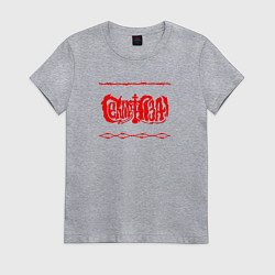 Футболка хлопковая женская Сектор газа логотип и колючая проволока, цвет: меланж