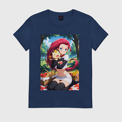 Футболка хлопковая женская Джесси и Мяут на пикнике, цвет: тёмно-синий