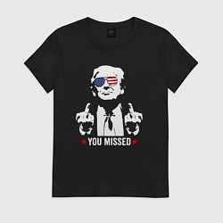 Футболка хлопковая женская Trump you missed, цвет: черный