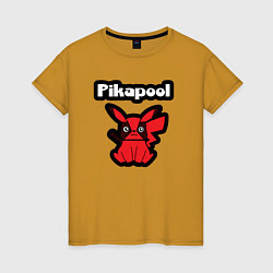 Футболка хлопковая женская Pikapool, цвет: горчичный