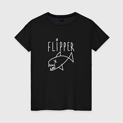 Футболка хлопковая женская Kurt cobain flipper, цвет: черный