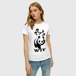 Футболка хлопковая женская WTF: White panda, цвет: белый — фото 2