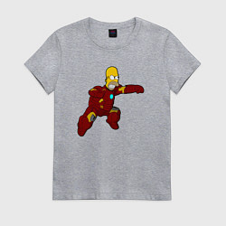 Футболка хлопковая женская Homer ironman, цвет: меланж