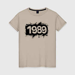 Футболка хлопковая женская Граффити 1989, цвет: миндальный