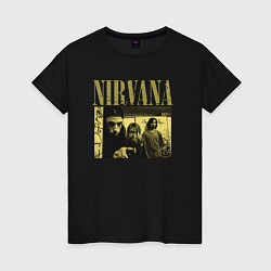 Футболка хлопковая женская Nirvana foto band, цвет: черный