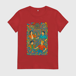 Футболка хлопковая женская Astro психоделика, цвет: красный