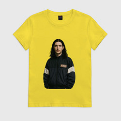 Футболка хлопковая женская Bones спортивный стиль, цвет: желтый